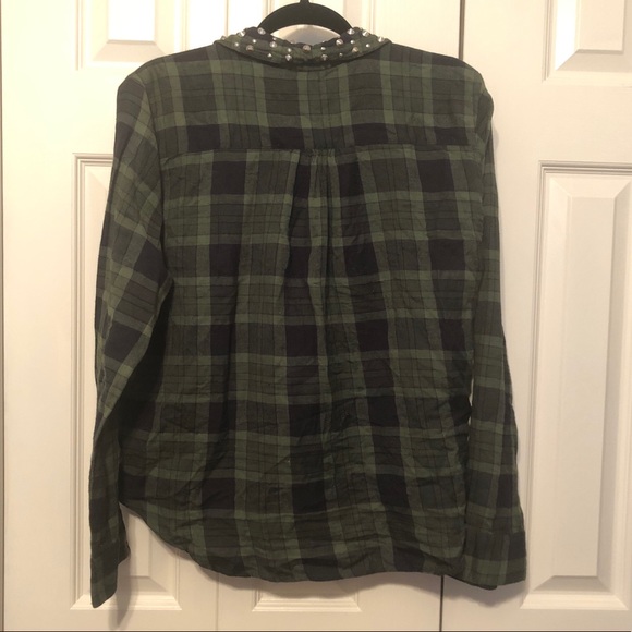 Like new Topshop plaid spiked collar button down - Picture 3 of 7